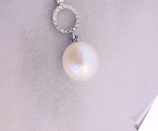 Pendentif Pendentif Perle de Culture Diamants  Or Blanc 58 Facettes AB 1081