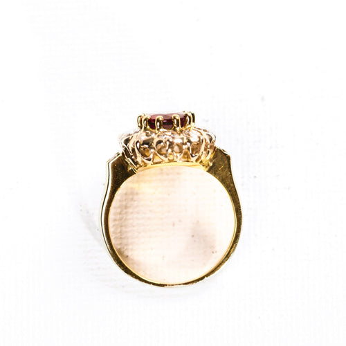 Bague 54 Bague marguerite rubis diamants en or jaune 58 Facettes LMB-285