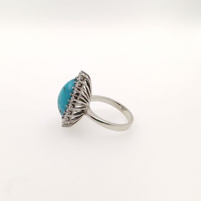 Bague 52 Bague avec Turquoise et Diamants 58 Facettes