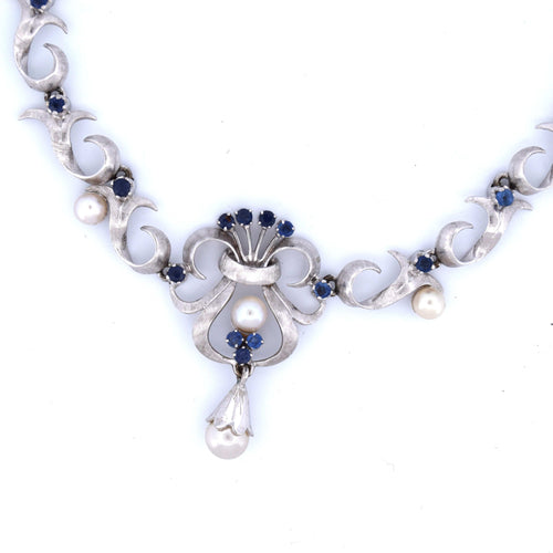 Collana vintage '60 perle zaffiri 58 Facettes