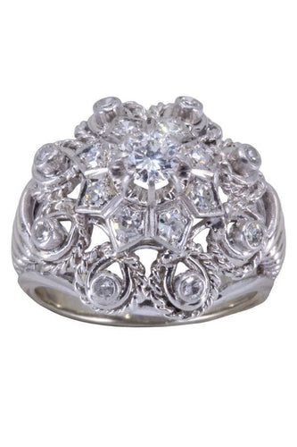 Bague 54 Bague fleur or blanc et diamants 58 Facettes 088891