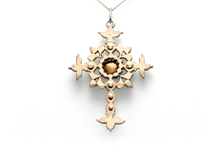 Pendentif Pendentif Napoléon III or blanc et argent serti de diamants 58 Facettes B729