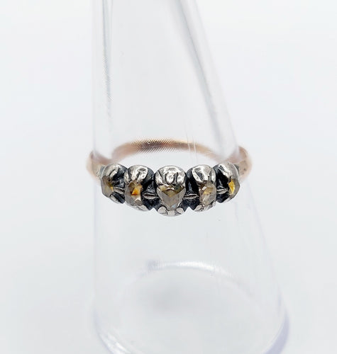 Bague 56 Bague victorienne or rose et argent 58 Facettes A04231