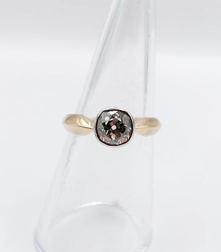 Antik ring Solitär med gammalslipad diamant i 14k guld, 1,10 karat 