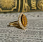 Bague 52 Bague ancienne en or jaune 18k œil de tigre et perles 58 Facettes