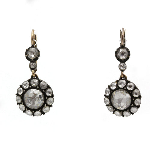 Boucles d'oreilles Boucles d'oreilles ancienne XIXe avec diamants tailles rose 58 Facettes 1224