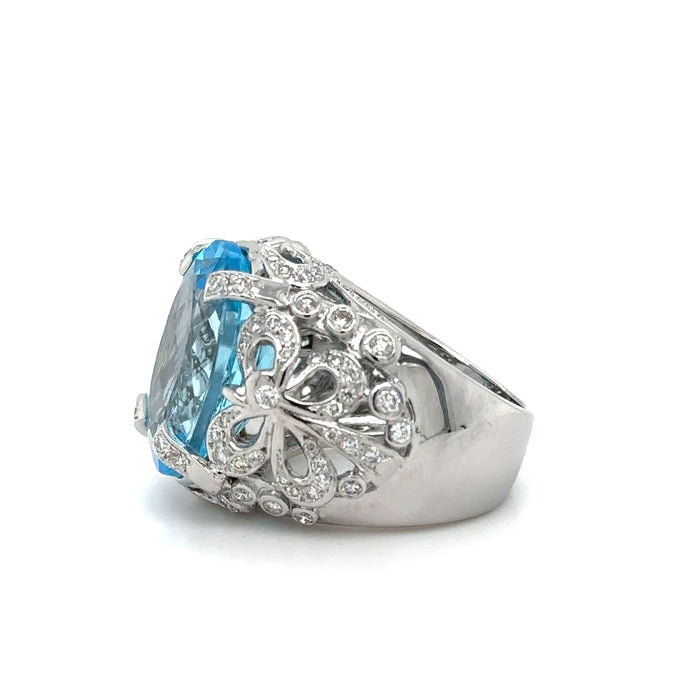 White gold topaz and diamond ring