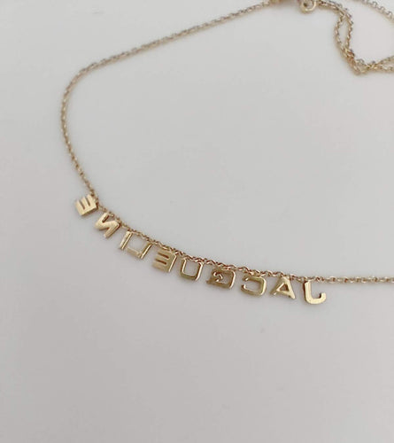 Collier Collier vintage en or avec le prénom Jacqueline 58 Facettes