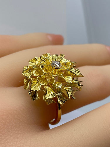 Bague 54 Importante bague en or jaune 18 carats et diamants 58 Facettes AB504