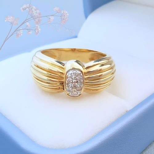 Bague 53.5 Bague godronnée Diamants Or 2 tons 58 Facettes AA 1726