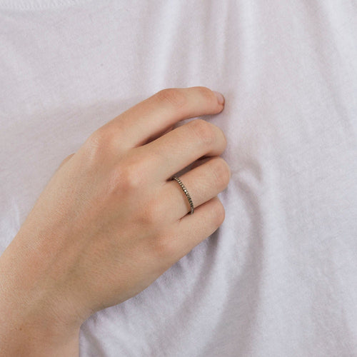 Bague 54 Demie alliance or blanc diamants bruns 58 Facettes 311809