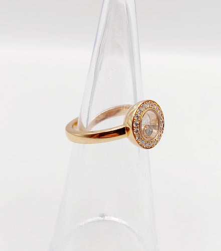 Bague 48 Chopard - Bague Happy Diamond pavée de diamants en or rose 18k 58 Facettes A06339