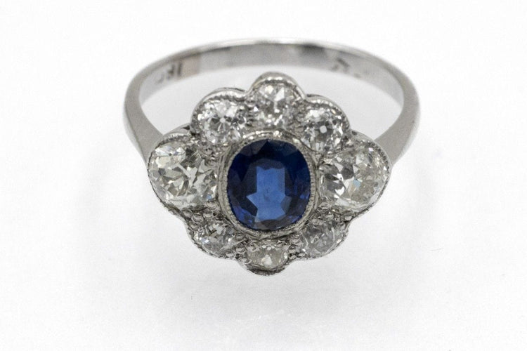 Bague Bague ancienne saphir et diamants en or blanc 18k 58 Facettes 11482