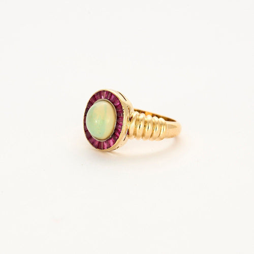 Bague 52 Bague Opale or jaune et calibrés Rubis 58 Facettes