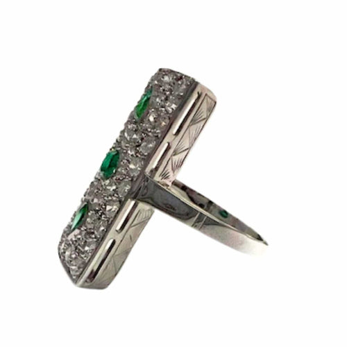 Bague Bague Art Déco émeraudes diamants 58 Facettes Q288A(739)