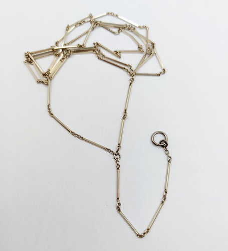 Collier Chaine sautoir antique or blanc à maille bâtonnets finement travaillés 58 Facettes A04836