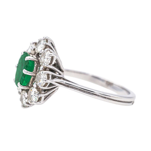 Bague 55 Bague  Pompadour   Or blanc, Platine Emeraude, Diamant 58 Facettes 4183602CN