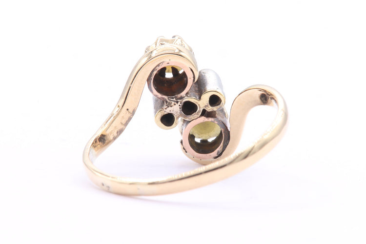 Bague 49 Bague Toi et moi Art Nouveau en or jaune et argent sertie de perles et de diamants 58 Facettes 21371