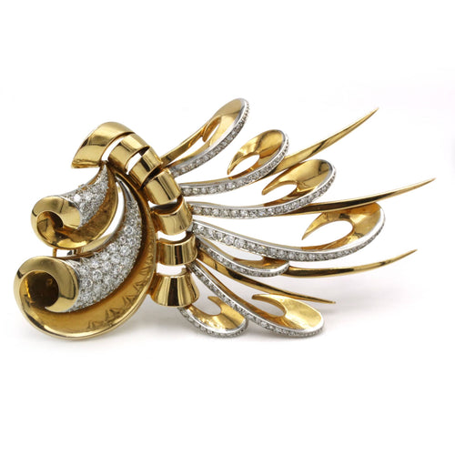 Broche Broche 1950 - Or jaune, Platine & Diamants 58 Facettes 250404R