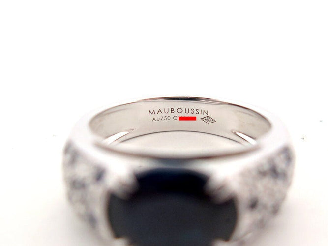 Bague 54 bague MAUBOUSSIN nuit d'amour 54 or blanc saphir & diamants + boite 58 Facettes 266985