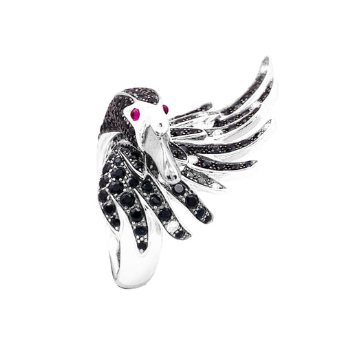 Bague 51 Bague Boucheron, "Animaux de Collection : "Cypris, le Cygne", or blanc, saphirs, diamants, rubis. 58 Facettes 34866