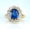 Bague 50 Bague marguerite en or jaune 18 carats, saphir 3,50 carats et diamants 58 Facettes AB548