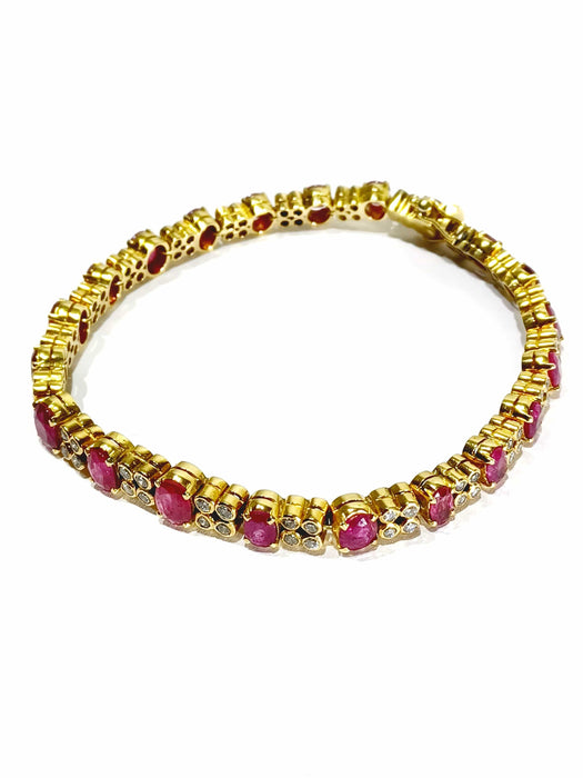 Bracelet Bracelet or jaune diamants rubis 58 Facettes