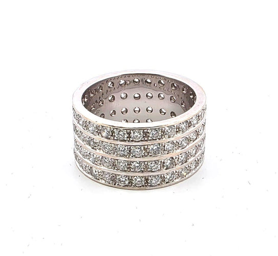 Bague 65 Bague en or blanc massif avec diamants 58 Facettes