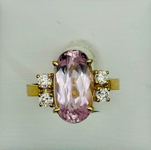Bague 55 Bague en or jaune avec diamants et kunzite 58 Facettes 50337