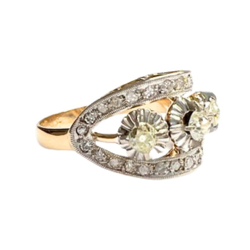 Bague BAGUE ART DÉCO, ÉPOQUE 1930-1935, OR 18 KT ET PLATINE AVEC DIAMANTS 58 Facettes Q169B