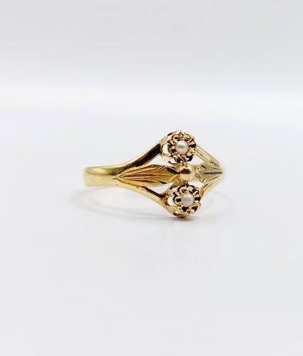 Bague 55.5 Bague toi et moi Art nouveau en or 18k et perles (circa 1900) 58 Facettes A06501
