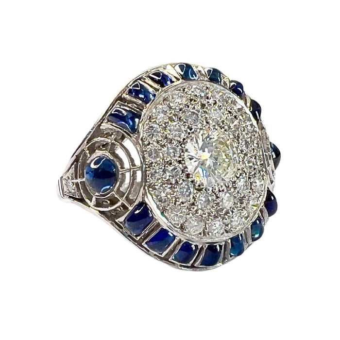 Bague 56 bague en platine avec saphirs et diamants 58 Facettes A2673 (938)