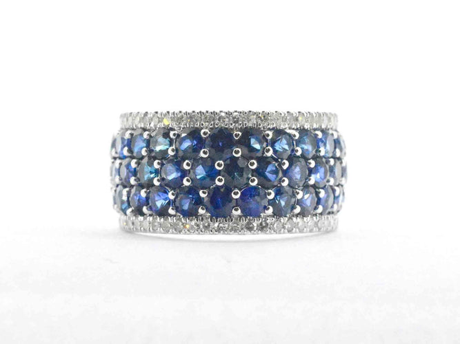 Bague 54 Bague en or blanc avec saphirs et diamants 58 Facettes 2355