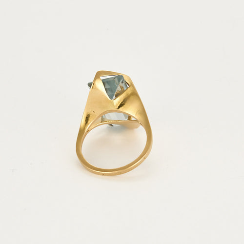 Modernistische Topaasring van geelgoud 