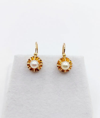 Boucles d'oreilles Dormeuses - Boucles d’oreilles dormeuses serti griffes en or rose 18k et perles 58 Facettes A05153