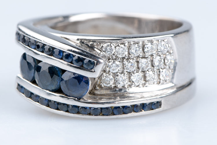 Bague 50 Bague Or blanc 1.65ct Saphir Diamant 58 Facettes BGADOC405-107