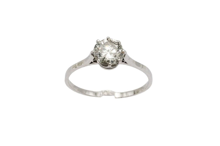 Bague 60 Bague ancienne en platine avec un diamant taille ancienne de 1,35 ct 58 Facettes 9631
