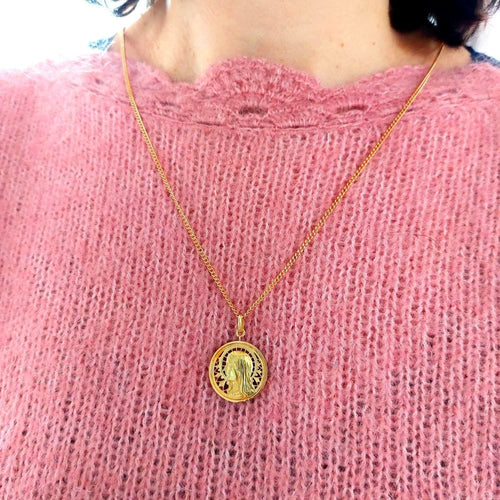 Pendentif Médaille Vierge Marie or jaune années 1940 - Sellier 58 Facettes 234