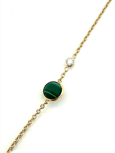 Bracelet PIAGET. Collection "Possession", bracelet or rose, malachite et diamant 58 Facettes