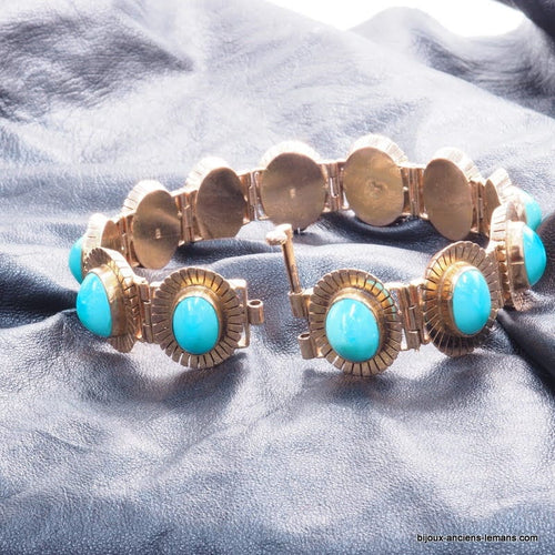 Bracelet Bracelet or jaune turquoises 58 Facettes 4180