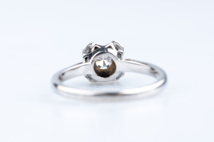 Bague 56 Bague ancienne or blanc, diamant 0,22 ct 58 Facettes BG31200303-107