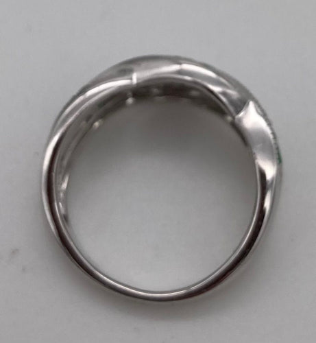 Bague 48 Bague Or Blanc, Emeraudes & Diamants 58 Facettes