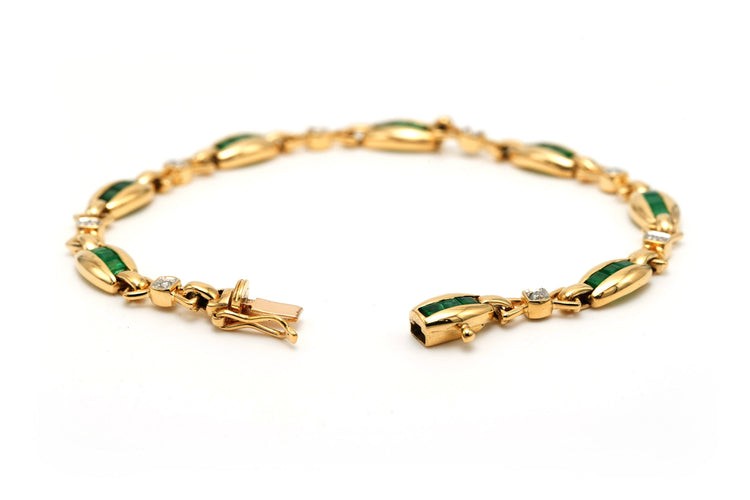 Bracelet Bracelet contemporain or jaune, émeraudes et diamants 58 Facettes B727