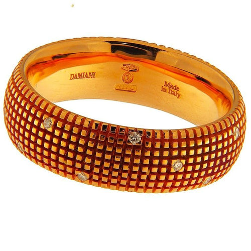 Bague Bague Damiani en or rose 18 carats, anneau carré serti de diamants 58 Facettes G3884