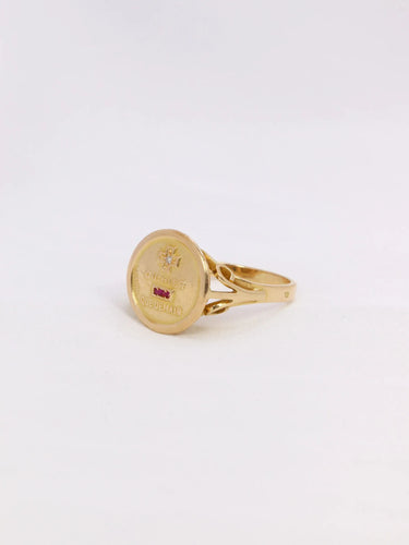 Bague 53 Bague amour Augis Plus qu'hier moins que demain or jaune diamant rubis 58 Facettes J471