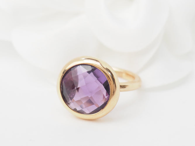 Bague 51 Bague ronde en or rose et améthyste façettée 58 Facettes 32042