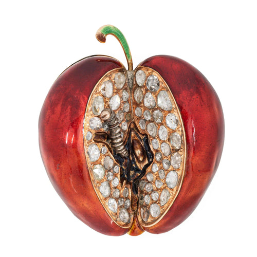 Pendentif Énorme pendentif pomme diamant 7 carats ver or jaune 58 Facettes G13352