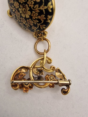 Montre Baume & Mercier - Broche montre émail en or jaune 18k 58 Facettes