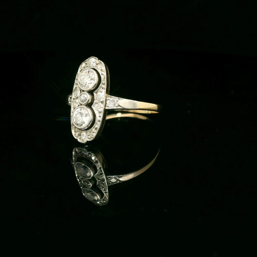 Bague 53 Bague or jaune platine diamants 1910 58 Facettes