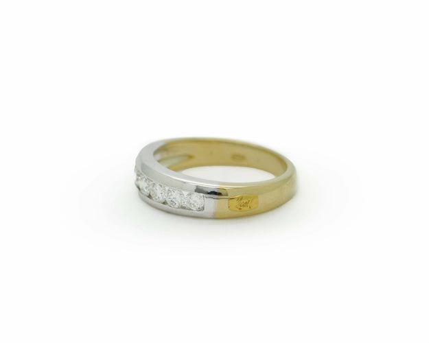 Bague Anello Re Carlo oro giallo e bianco con diamanti 58 Facettes